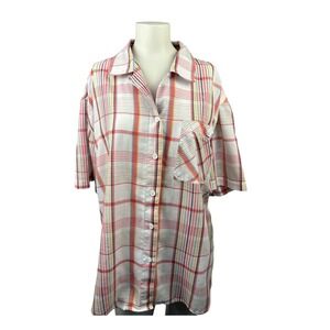 Just For Women Plaid Button Down Shirt Short Sleeve Multi-Color Size 20W
